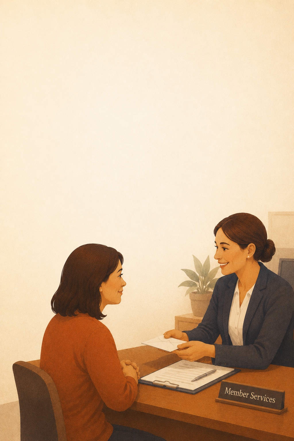 A family member meeting with a credit union representative